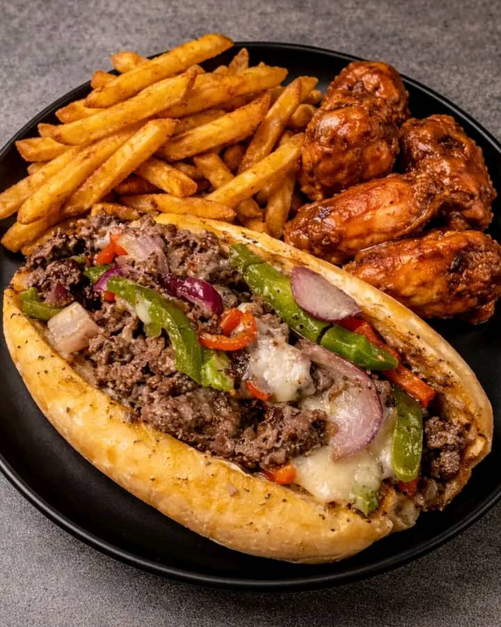 Hot Dog with Fries and Chicken Wings