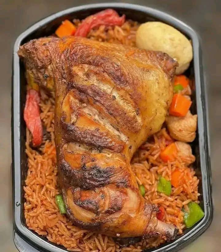 Jollof Rice with Chicken, Sausage & Egg