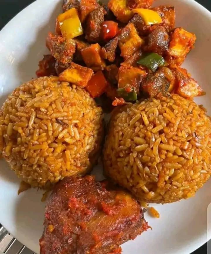 Jollof and Chicken with Sauce 