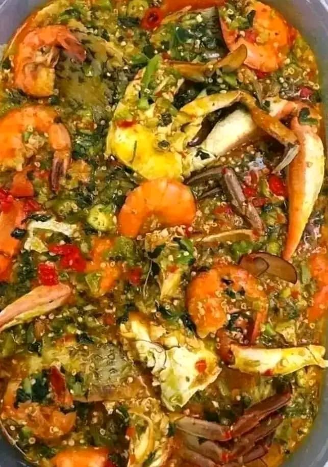 Assorted Okra Stew with Banku 